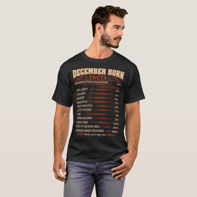 December födda faktumportionar per t-shirt (Hel framsida)