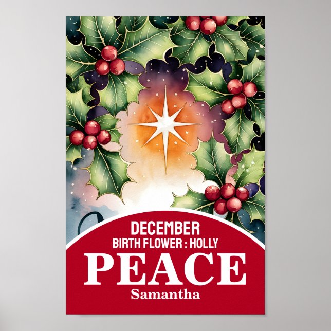 December Födelsedagsblomma Kristet Barnkammar Kons Poster (Framsidan)