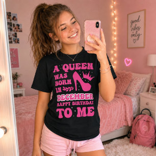 December Födelsedagsflicka Rosa Prinsessa Drottnin T Shirt