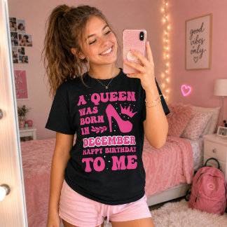 December Födelsedagsflicka Rosa Prinsessa Drottnin T Shirt