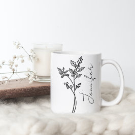 December Födelsemånad Blomma Holly Script Namn Kaffemugg