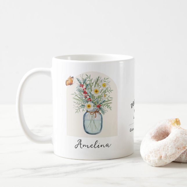 December Födelsemånad Blommiga Mugg (Med munk)