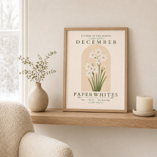 December Födelsemblomma Paperwhites Affisch