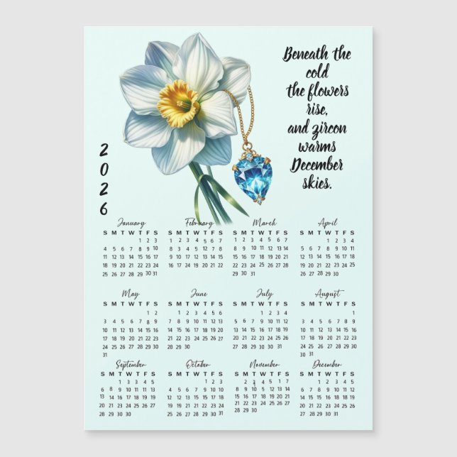 December Födelsemblomma & Sten Kalender  (Framsida)
