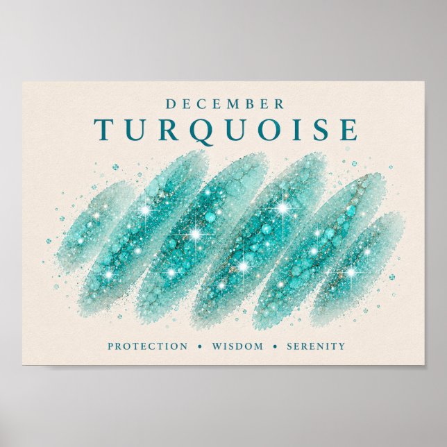December Födelsesten Turkos Konst A4 Poster (Framsidan)