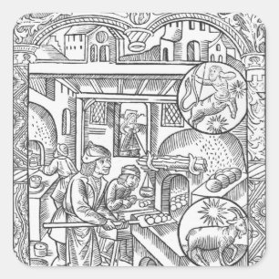 December från Almanach des Bergers 1491 Fyrkantigt Klistermärke