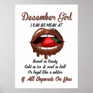 December Girl jag kan vara Elak på sötsaker som go Poster