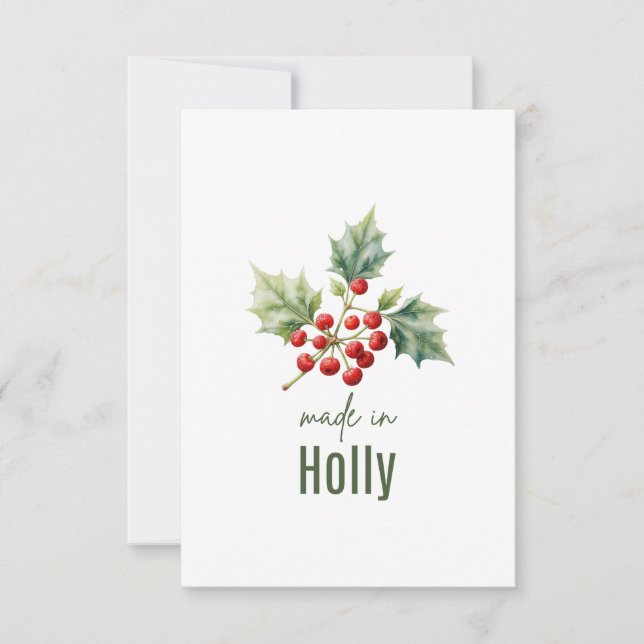 December Holly Birth FlowerThank You Card Tack Kort (Framsida)