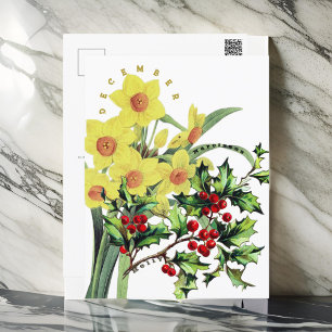 December Month Flowers Narcissus & Holly Vykort
