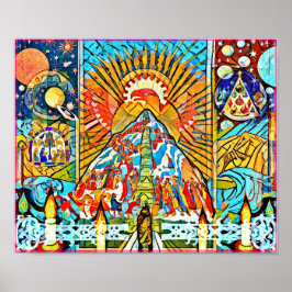 December Naive Folk Art Winter Firande Poster