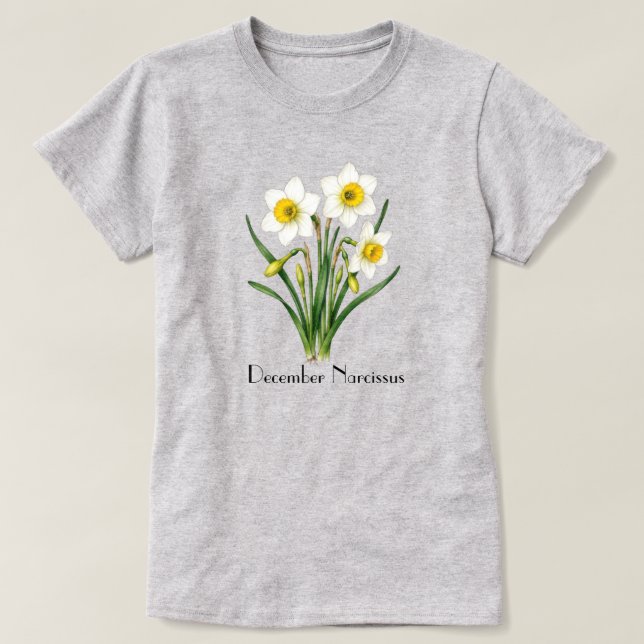 December Narcissus Blommor T-Shirt (Design framsida)