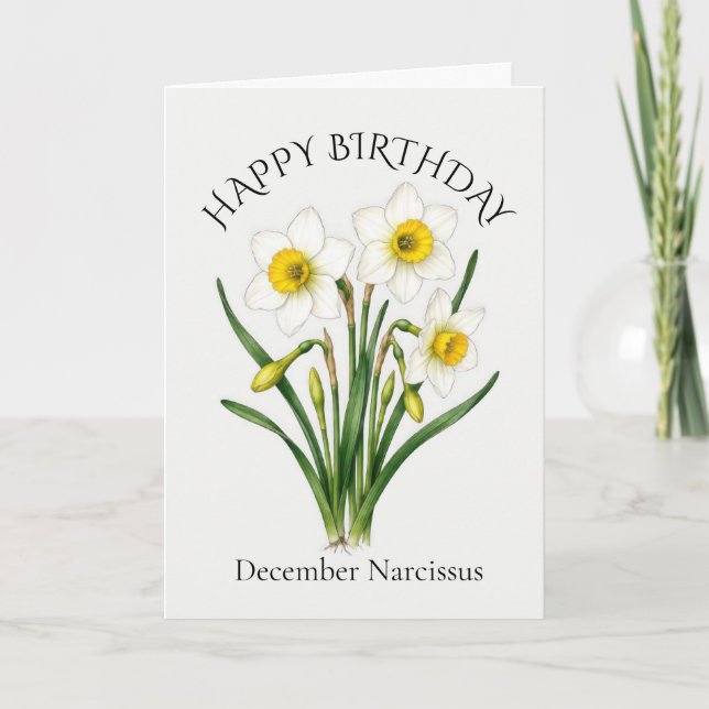 December Narcissus Födelsedag Kort (Framsida)