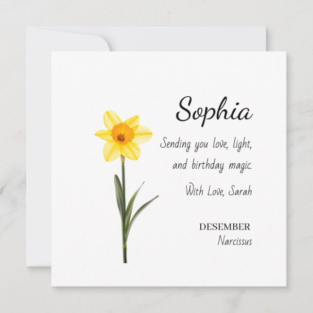 December Narcissus Personalized Birthday Kort (Framsida)