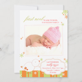December Nyfödd bebis Girl Photo Birth Julkort
