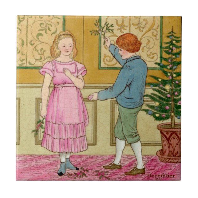 December Polychrome Wedgwood Antique Repro Kakelplatta (Framsidan)