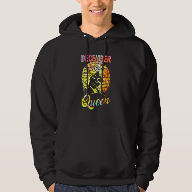 December Queen Black Woman Afro Natural Hair Afric Hoodie (Framsida)