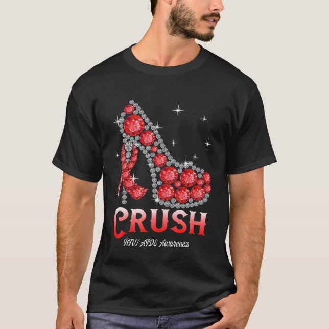 December Red Ribbon High Heel Warrior HIV AIDS Awa T Shirt (Framsida)