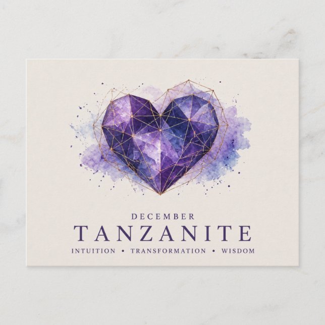 December Tanzanite Hjärtfödelsestein Vykort (Framsida)