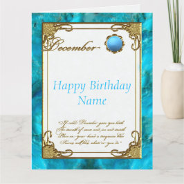December Turcoise Birthstone 8.5x11 Birthday Kort