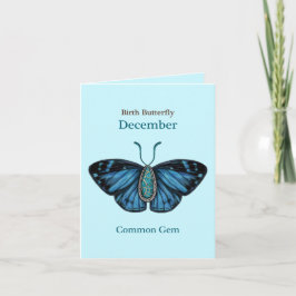 December Turquoise Common Gem Butterfly Art Kort