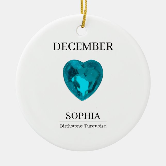 December Turquoise Personlig Födelsedag  Julgransprydnad Keramik (Framsidan)