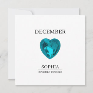 December Turquoise Personlig Födelsedagskort Kort