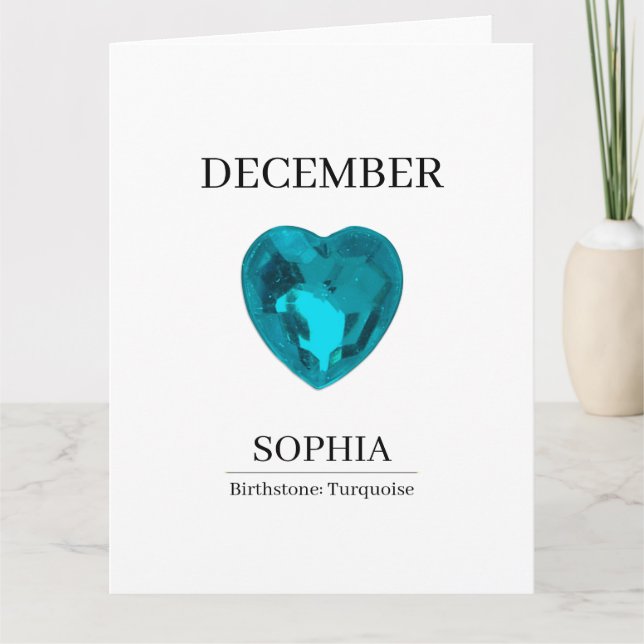 December Turquoise Personlig Födelsedagspresentkor Kort (Framsida)