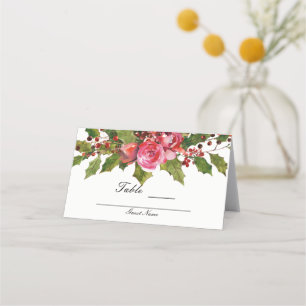December Vinter Hochzeit Stechpalmen Beeren Floral Placeringskort