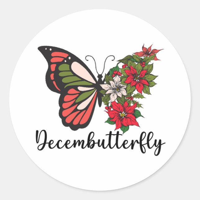 Decembutterfly Runt Klistermärke (Framsida)