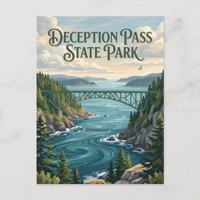 Deception Pass State Park Washington Vykort (Framsida)