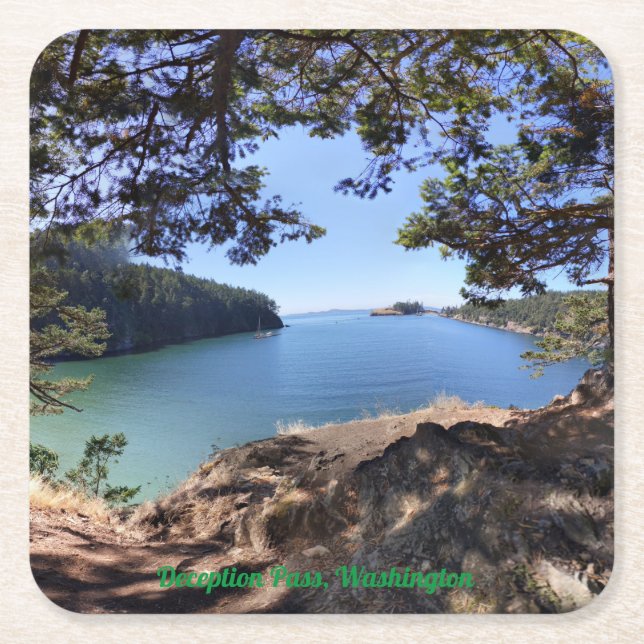 Deception Pass, Washington - Pappersbricka Underlägg Papper Kvadrat (Framsidan)