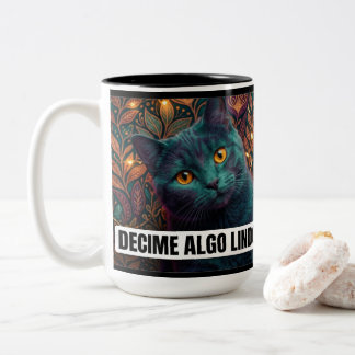 Decime Algo Lindo Funny Cat Mug - High Contrast Ne Två-Tonad Mugg