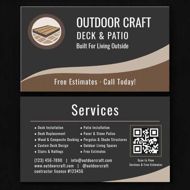Deck & Patio QR Code Professional Visitkort (Skapare uppladdad)
