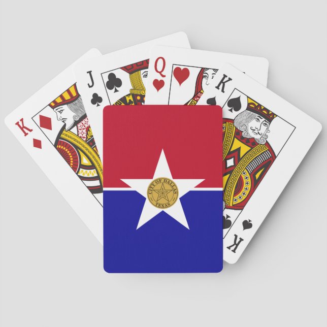 Deck Playing Cards with Flag of Dallas, USA Casinokort (Baksidan)