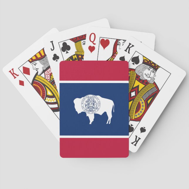 Deck Playing Cards with Flag of Wyoming, USA Casinokort (Baksidan)