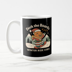 Deck the Boards Söt Tomte Capybara Snowboardåkning Kaffemugg