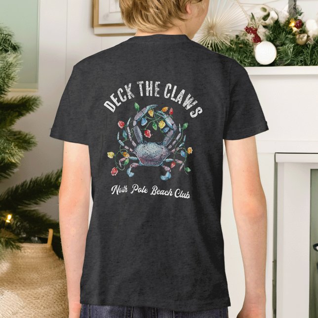 “Deck the Claws” Blå Krabba Jul T Shirt (Skapare uppladdad)