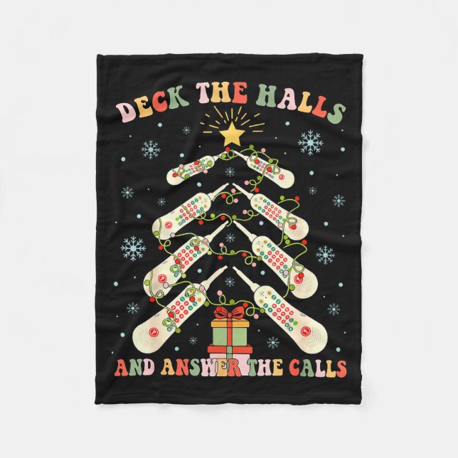 Deck The Halls &amp; Svara På Samtalen Cna Jul Fleecefilt (Framsidan)