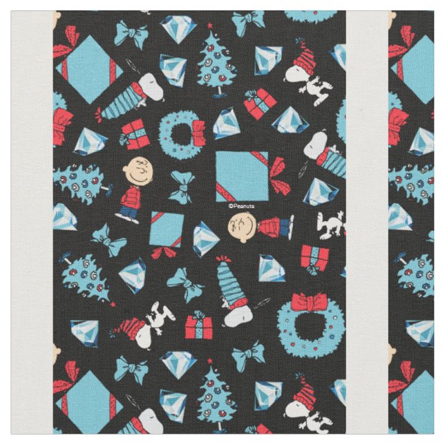 Deck the Halls! Charlie Brown och Snoopy Diamond C Tyg (Närbild)