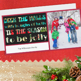 Deck the Halls Färgglada Bokstäver 1 Foto Jul Julkort