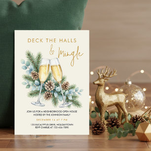 Deck the Halls Mingle Champagne Högtidspartaj Inbjudningar