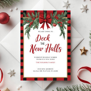 Deck The Halls Ny adress Flytt Julkort