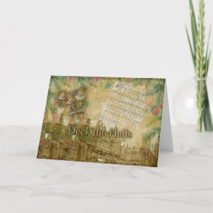 "Deck the Halls" Vintage-julkort Kort