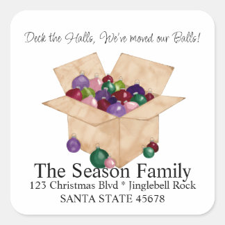 Deck the halls, we've moved our ball Envelope seal Fyrkantigt Klistermärke