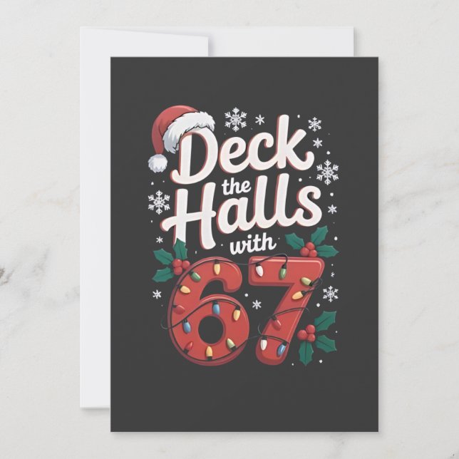 Deck the Halls With 6 7 Funny Christmas Six Seven  Tack Kort (Framsida)