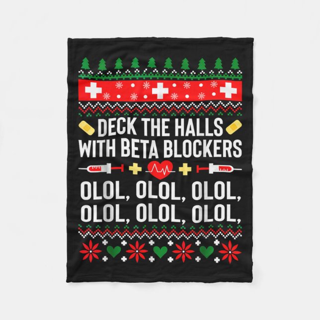 Deck The Halls With Beta Blockers Nurse Christmas  Fleecefilt (Framsidan)