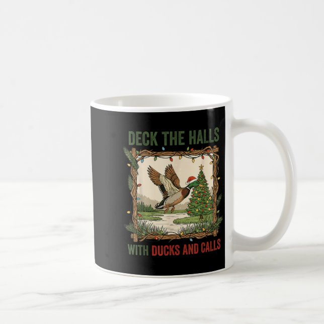 Deck The Halls With Ducks And Calls Christmas Hunt Kaffemugg (Höger)