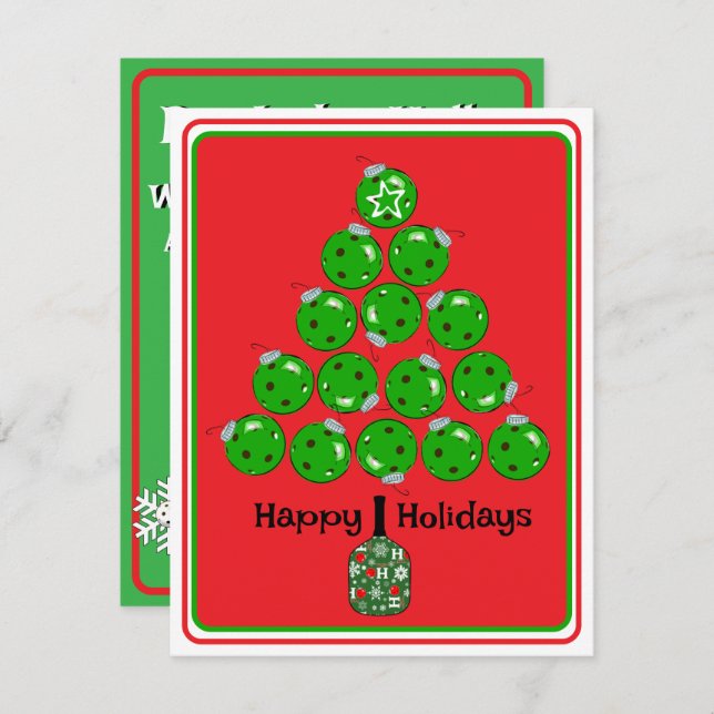 Deck the Halls with Pickleballs Christmas Party Inbjudningar (Fram/baksida)