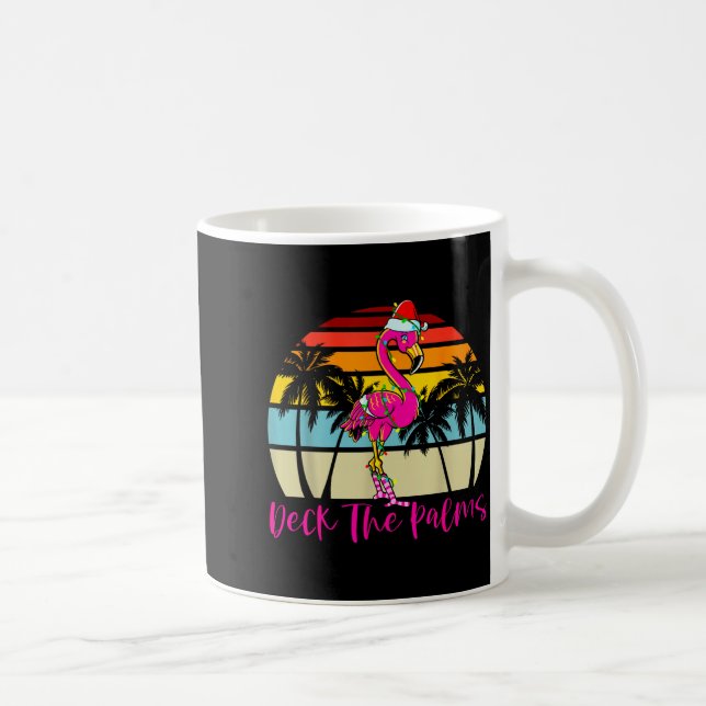 Deck The Palms Christmas Flamingo Palm Tree Trocal Kaffemugg (Höger)