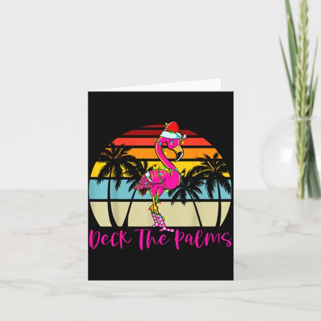 Deck The Palms Christmas Flamingo Palm Tree Trocal Kort (Framsida)